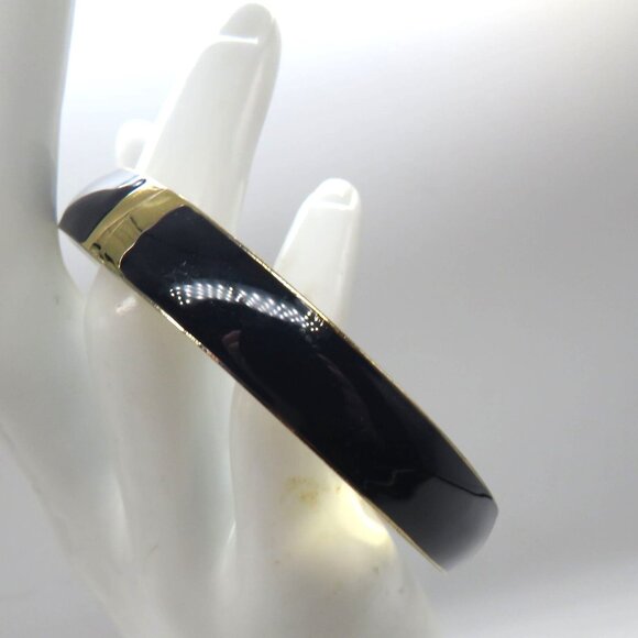 C Initial Logo Bracelet Navy Blue Enamel Gold Tone Hinged Bangle Unsigned - Picture 9 of 11